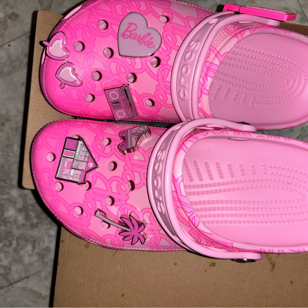 Barbie Pink Graphic Mules with Heart Accents